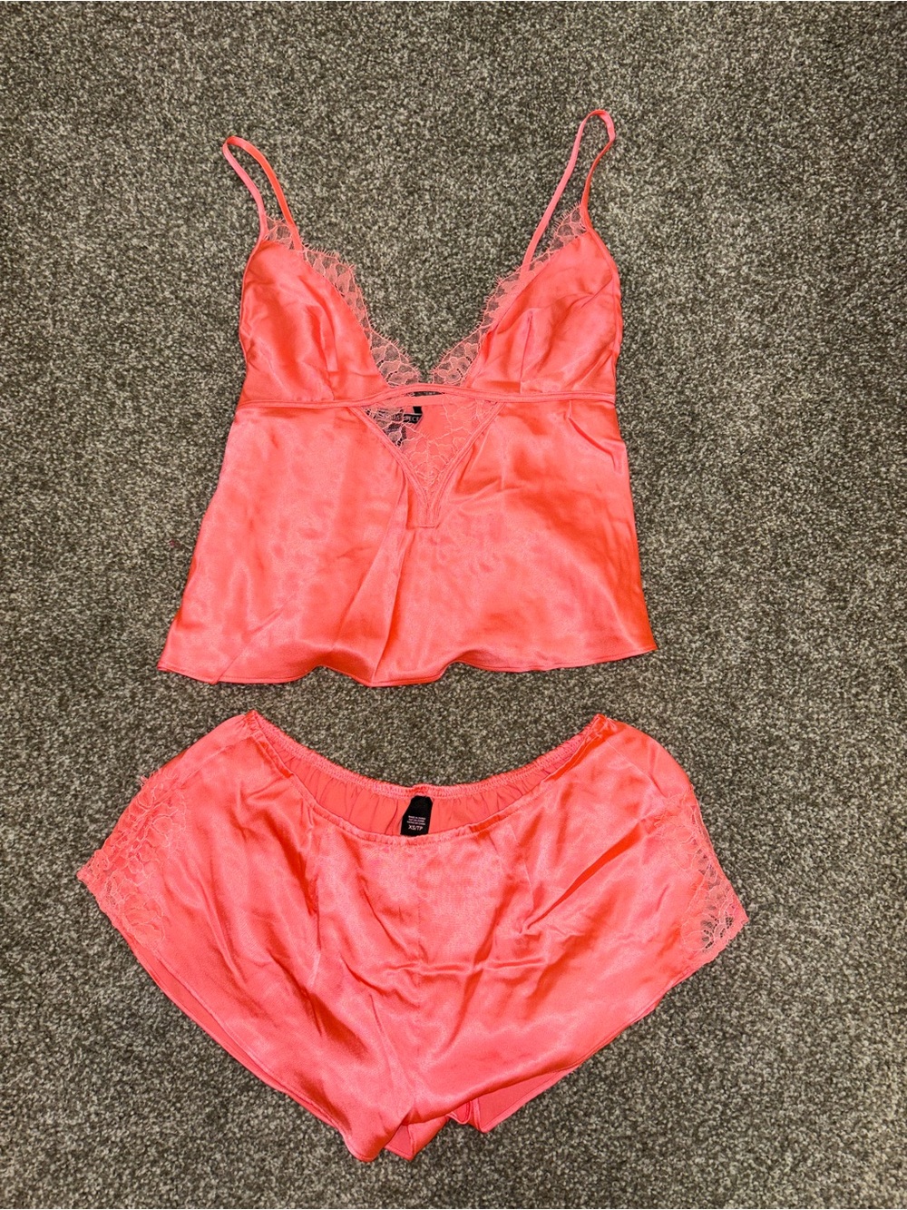 Satin Lace Cami & Short Sleep Set - Coral